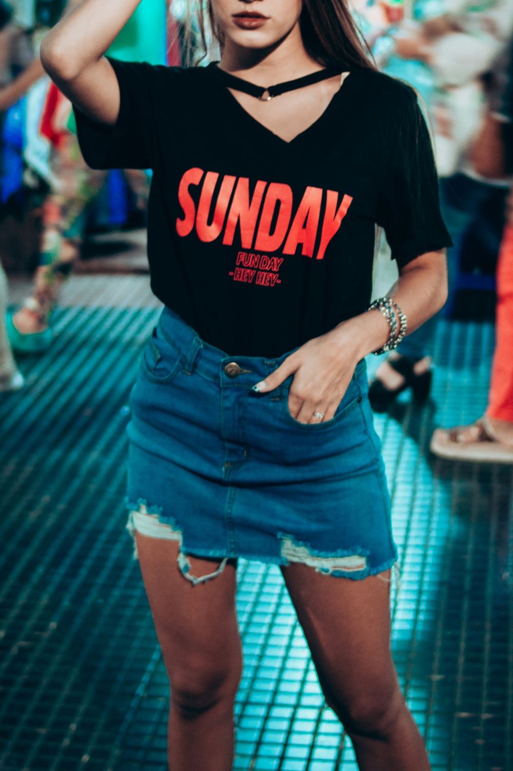 Denim Skirt, edgy style